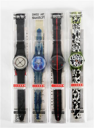 ANONIMO. Confederazione Elvetica. Quattro orologi Swatch Swiss Art. Plastica....
