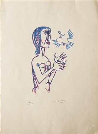 MIGNECO GIUSEPPE (1908 - 1997) Senza titolo. 1966. Litografia. Cm 54,5x40....