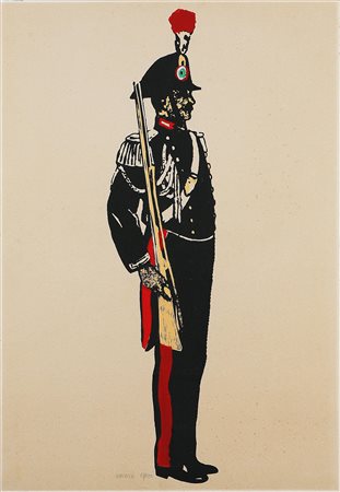 GALASSI Carabiniere in divisa. Acrilico su cartone. Cm 50x70. Misure disegno:...