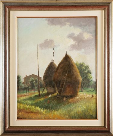 MAGNI FAUSTO (1906 - 1985) Campagna toscana. Olio su tela. Cm 47x60. Firma in...