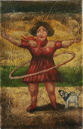 LOMBARDO SALVO (n. 1948) Hula Hop. Olio su tela. Cm 20x30. Al retro archivio...