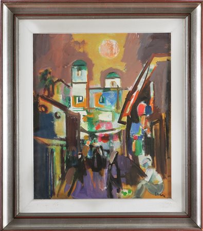 SARRA MANLIO (1910 - 1986) Mercato a Nazareth. 1969. Olio su tela. Cm 50x80....