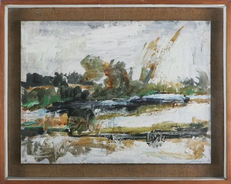 BONGINI SERGIO (1936 - 2011) Ticino. 1962. Olio su tavola. Cm 64,5x48,5. Al...