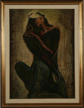 OREFICE GIORGIO (n. 1941) Donna. Olio su tela. Cm 60x80. Firma in basso a...