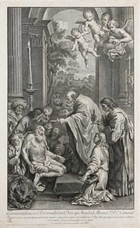 FREY IACOPO (1681 - 1752) La comunione di S Gerolamo. 1729. Acquaforte. Cm...