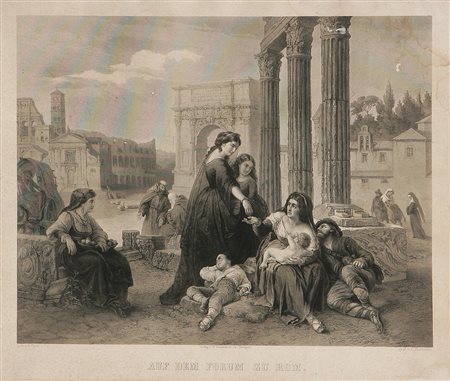 HARTMANN CHRISTIAN FERDINAND (1774 - 1842) Popolani al foro di Roma. 1820....