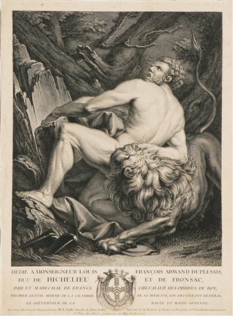 MICHEL JEAN BAPTISTE (1748 - 1804) La morte di Ercole. 1780. Acquaforte. Cm...