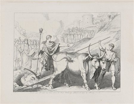 PINELLI BARTOLOMEO (1781 - 1835) Romolo traccia con l'aratro i confini di...