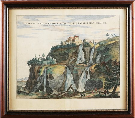 BLAEU JOAN (1599 - 1673) Cascate del Teverone (Aniene) a Tivoli. 1710....