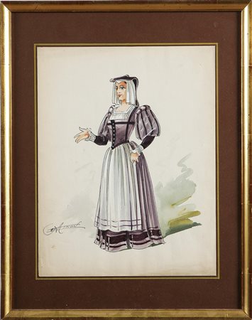 ARCHIVI DELLA MAISON SOUPLET ET RASINI PARIS Costume teatrale Una Flamande....