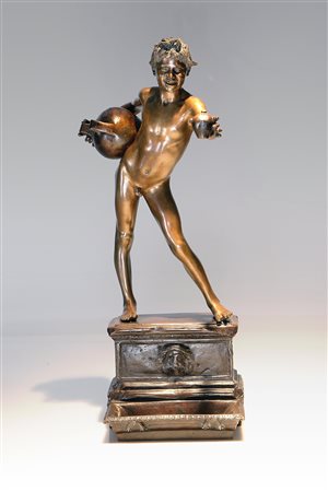 GEMITO VINCENZO (1852 - 1929) Pescatorello. Bronzo. Cm 19x54x19. Sulla base...