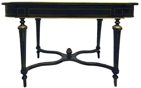 Tavolo in legno ebanizzato nero, Napoleone III, 1850-1870. Filettato in bois...