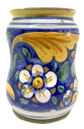 Cilindro in maiolica di Caltagirone, Sicilia XVIII secolo. Decoro floreale su...