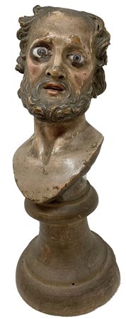 Scultore del XVIII secolo. Scultura lignea raffigurante Socrate. Difetti e...