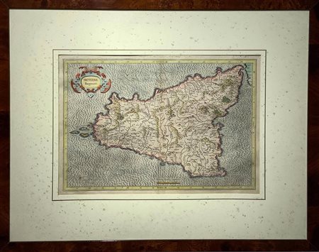 Sicilia Regnum, 1589, Gerard Mercator Kremer, Duisburg. Cm 33,8 x 47,8...