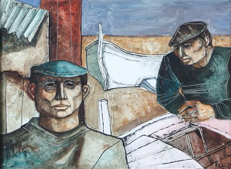 LUCIO RANUCCI Perledo (Co) 1924 Conversazione, 1985 acrilico su carta...