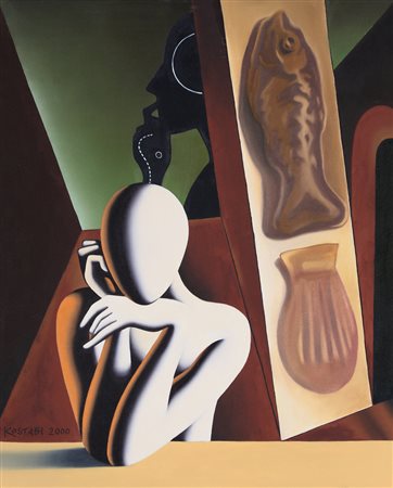 MARK KOSTABI Los Angeles 1960 Contemplanting context, 2000 olio su tela cm....