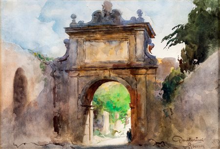 Veduta di Roma con arco