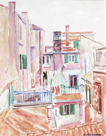 EUGENIO DA VENEZIA Venezia 1900 - 1992 Dal mio studio 1973 olio su tela,...