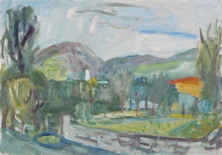 CARLO DALLA ZORZA Venezia 1903 - 1977 Bardonecchia 1951 olio su cartone...