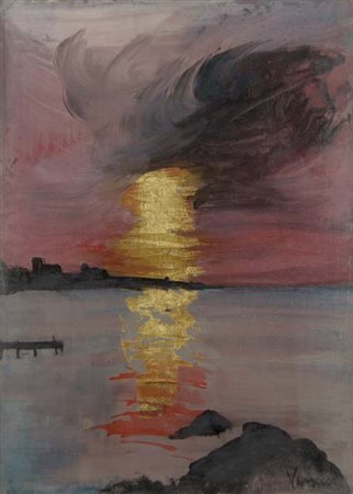 ARTURO VERMI Bergamo 1928 - Paderno d'Adda 1988 Tramonto olio su tela,...