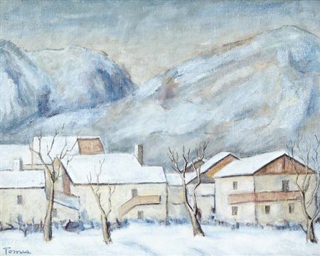 FIORENZO TOMEA Zoppe' di Cadore 1910 - Milano 1960 Nevicata olio su tela,...