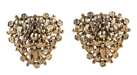 SCHIAPARELLI<br>ORECCHINI A CLIP IN METALLO DORATO E ARGENTATO<br>Anni 60