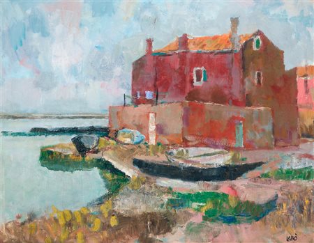 SAVINO LABÒ (1899-1976) - Burano - La casa rossa