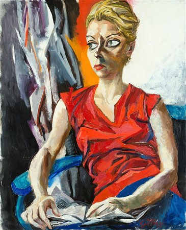 Renato Guttuso (Bagheria 1911-Roma 1987)  - Ritratto di Genni De Ponti, 1960