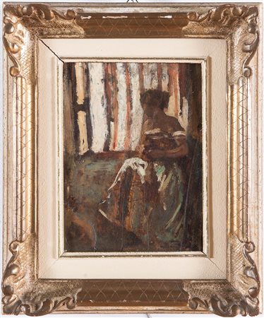 Mario Cavaglieri (Rovigo 1887 - Peyloubère par-Pavie 1969), “Donna in un interno”, 1910.