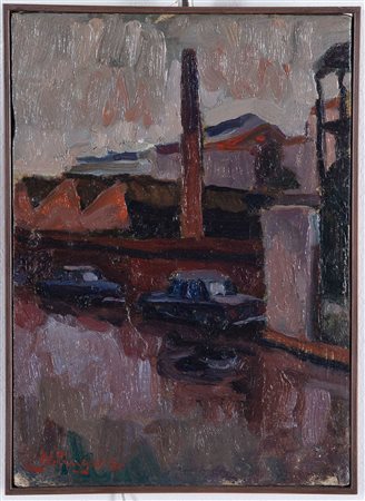 Livio Mitrugno (Roncone 1942), “Paesaggio industriale”, 1990.