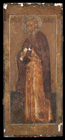 Arte russa, secolo XVIII. Icona ad olio su tavola raffigurante santo (cm 99,5x4