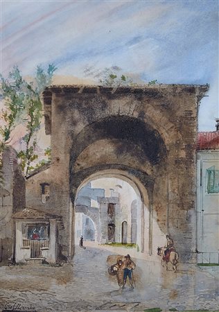 Giosuè Bianchi "La Porta di San Biagio"
acquerello su carta (cm 33x24)
Firmato i