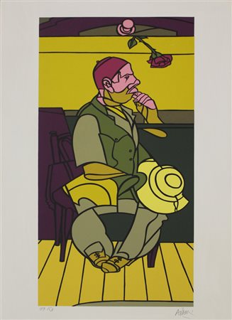 VALERIO ADAMI (BOLOGNA 1935) Senza titolo Serigrafia Dim. 100x60 Esemplare...