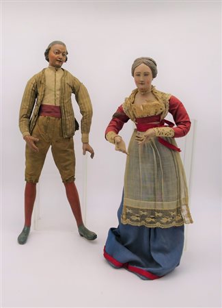 Coppia di figure del presepe Napoletano - Pair of figures of the Neapolitan nativity scene