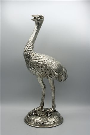 Rara bottiglia in argento - A rare silver bottle in the shape of an ostrich