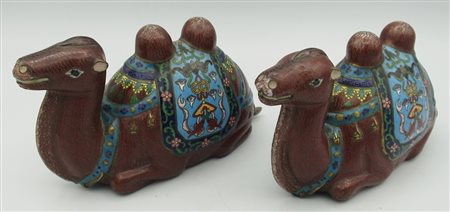 Coppia di cammelli cloisonne - A pair of cloisonne camels