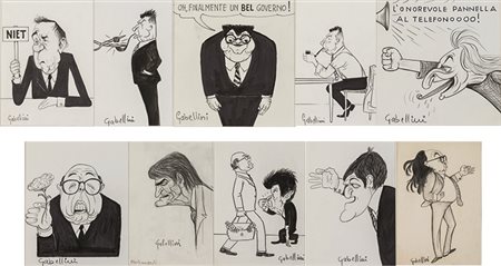 GIORGIO GABELLINI (Cesena, XX secolo) . Lotto composto da dieci caricature a...