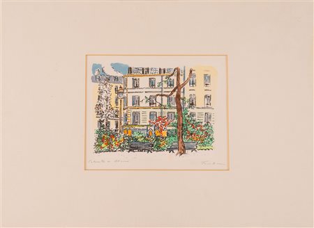 ORFEO TAMBURI (Jesi 1910 – Parigi 1994). “Giardino”. Litografia a colori su...