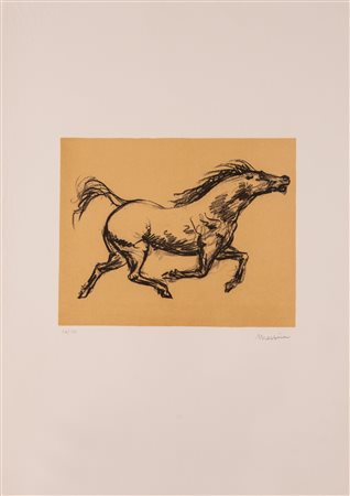 FRANCESCO MESSINA (Linguaglossa 1900 – Milano 1995). “Cavallo”. Litografia su...