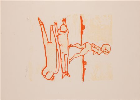 MINO MACCARI (Siena 1898 - Roma 1989). “Figure”. Litografia a colori su...