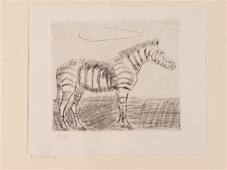 ANTONIO LIGABUE (Zurigo 1899 – Gualtieri 1965). “Zebra”. Acquaforte su carta....