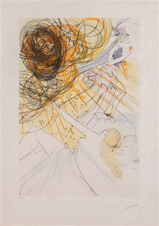 SALVADOR DALI’ (Figueres, 1904 - 1989). “Senza titolo”. Litografia a colori...