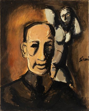 MARIO SIRONI<br>Sassari, 1885 - Milano, 1961 - Busto e figura, 1961