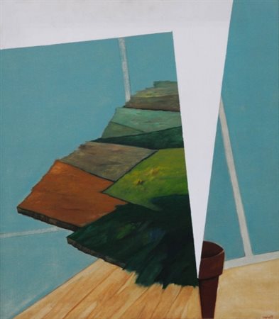 MINO CERETTI 1930 " Interno paesaggio ", 1979 Olio su tela, cm. 92 x 81...