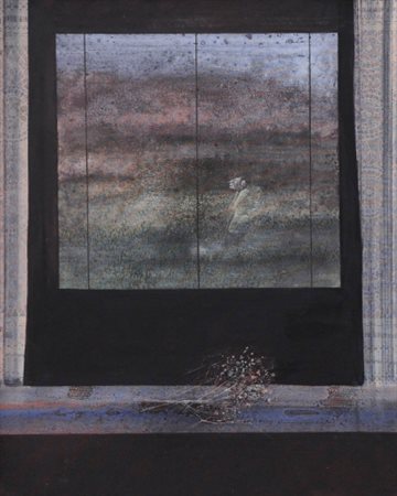 GIUSEPPE BANCHIERI 1927 - 1994 " Figura con paesaggio ", 1981 Olio su tela,...