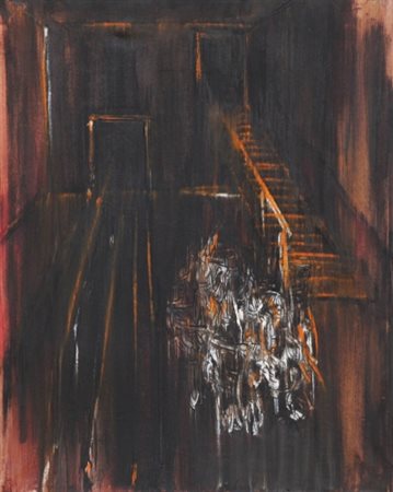 ALDO BERGOLLI 1916 - 1972 " Scale ", 1964 Olio su tela, cm. 100 x 80 Firmato...