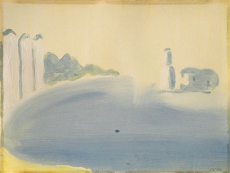 VIRGILIO GUIDI 1891 - 1984 " Marina ", anni 60 Olio su cartone telato, cm. 30...