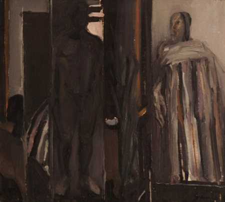 FRANCO FRANCESE 1920 - 1996 " L'addio ", 1981 Olio su tela, cm. 48 x 54...