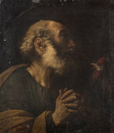 Giuseppe Vermiglio San Pietro e il gallo
Olio su tela, cm 72,5x61
In cornice (di